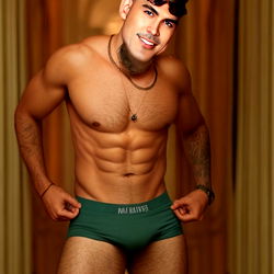 Stoer Man in Groen Ondergoed - OnlyFans Model