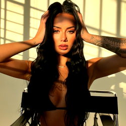 Pragtige Model in 'n Striklop in 'n Streek Stad